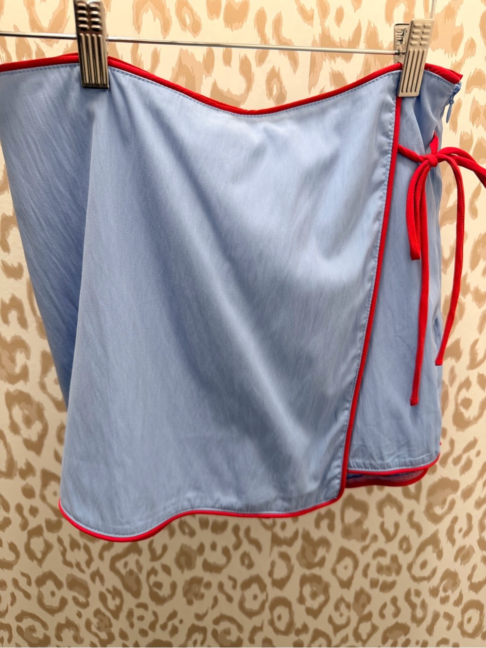 NWT Day and Moon Light Blue & Red Trim Wrap Skort